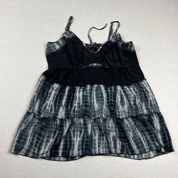 BCBGMaxazria Gisene Silk Tank Top Tie Dye Strappy Sleeve Ruffled Shirt SMALL - Picture 1 of 12